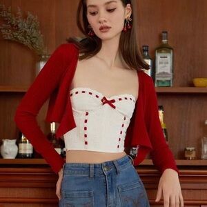 Lace made red cardigan new without tags